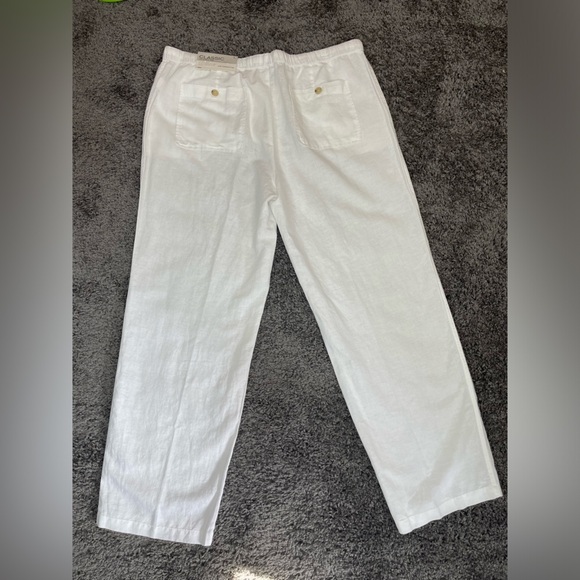 Liz Claiborne white Linen & cotton mid rise straight leg classic pants women’s L - Picture 3 of 17